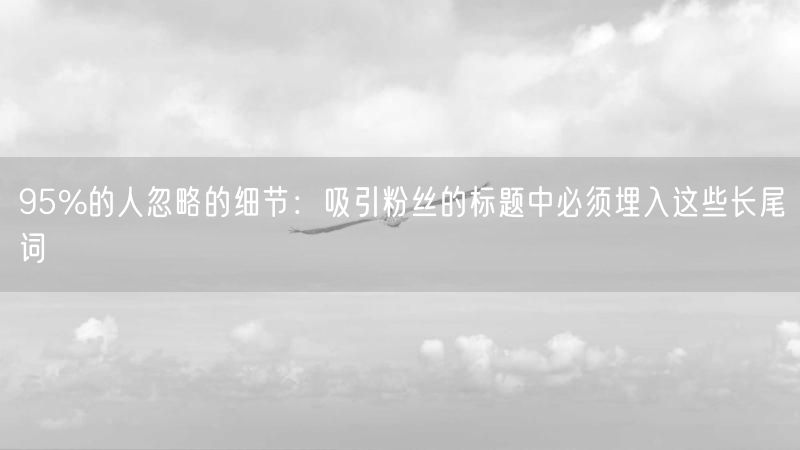 95%的人忽略的细节：吸引粉丝的标题中必须埋入这些长尾词